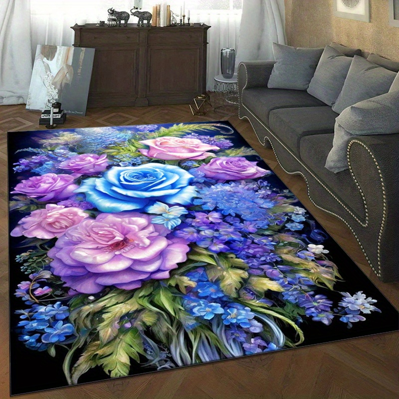 Tapete floral com rosas azuis  - Home Textiles And Furnishing avaliação e preço